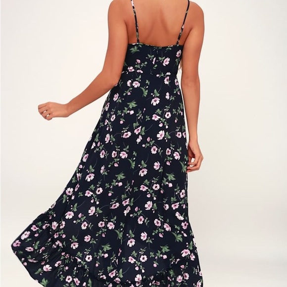 Lulu's Navy Floral High Low Dress - Picture 3 of 10